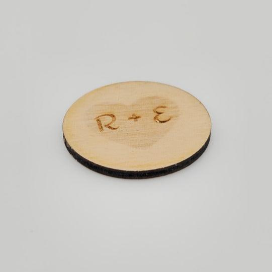 Round initial Tag with Heart Decal