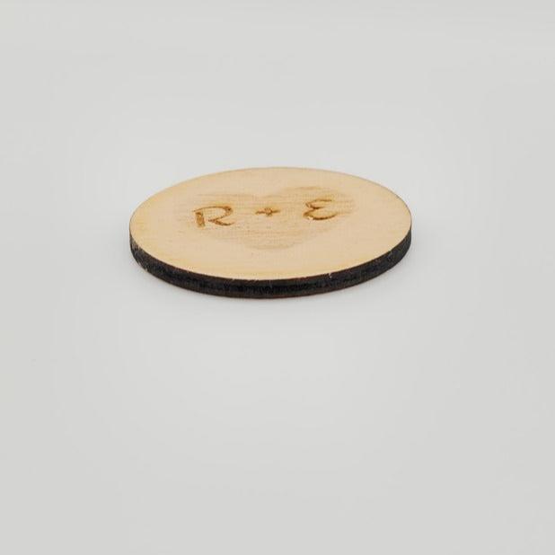 Round initial Tag with Heart Decal
