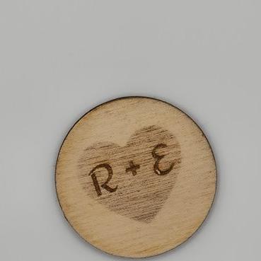 Round initial Tag with Heart Decal
