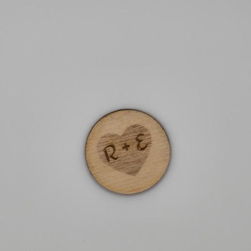 Round initial Tag with Heart Decal